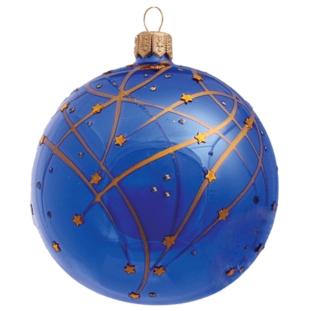 Weihnachtskugel Blau Dekor Gold Decor By Glassor Cz